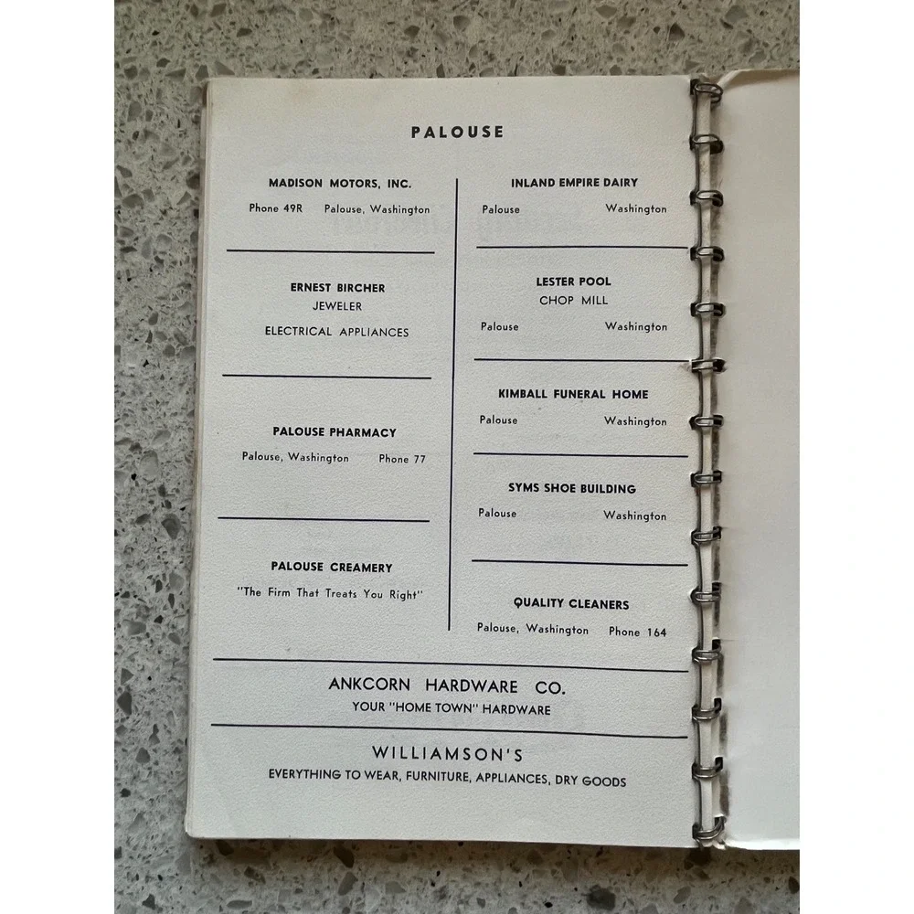 Vintage 1956 Potlatch Idaho 50th Anniversary Cook Book Community Recipes Spiral